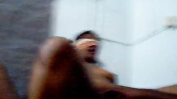 Blindfolded nude Indian wife rides hubby.