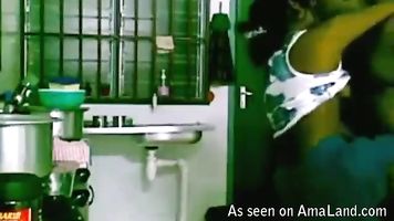 Indian amateur couple fucking in the kitchen.